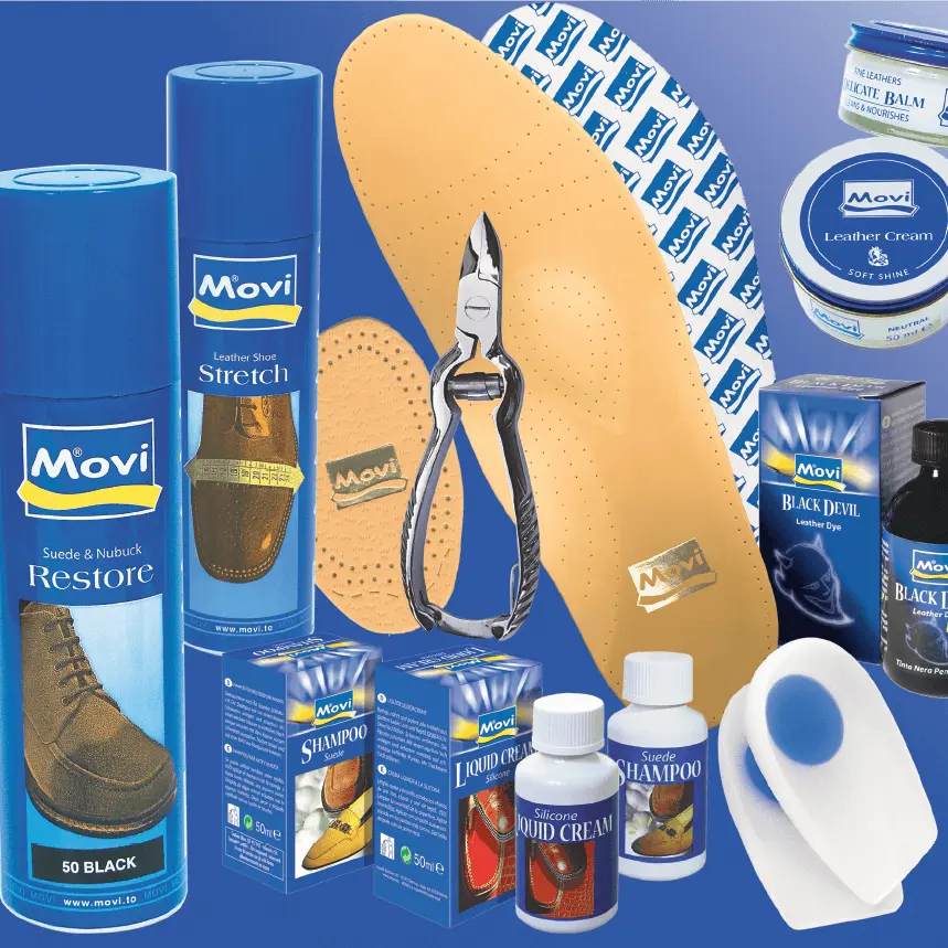 Barva za usnje, sredstva za nego usnja, vezalke