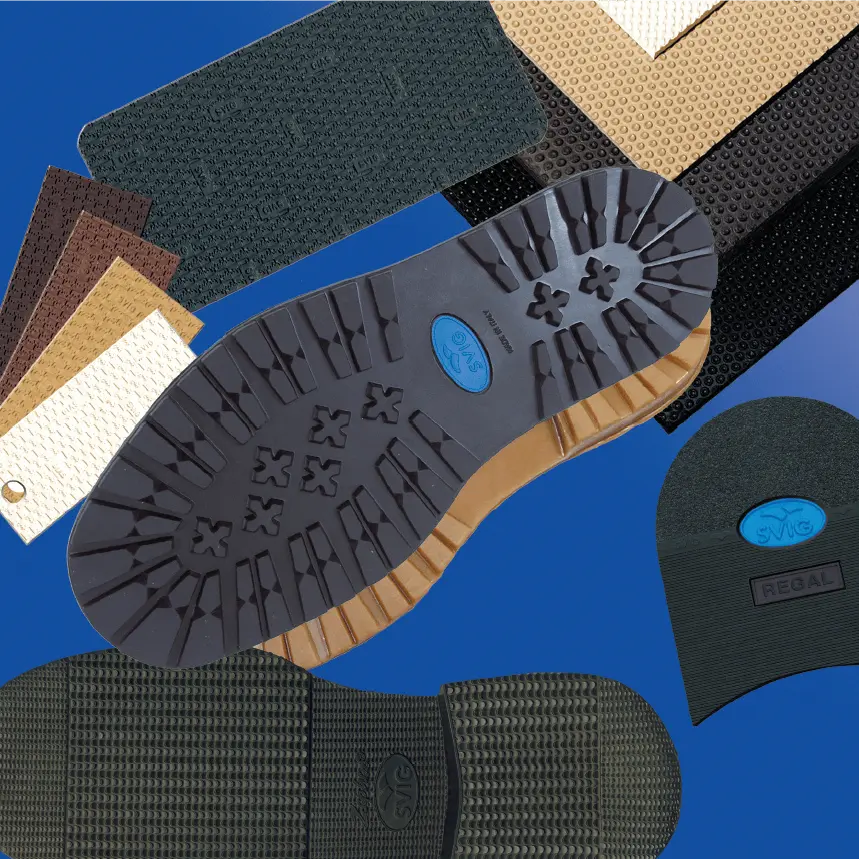 Guma za čevljarje, napetniki (˝pete˝), polpodplati (˝templanci˝), gorski podplati VIBRAM in SVIG